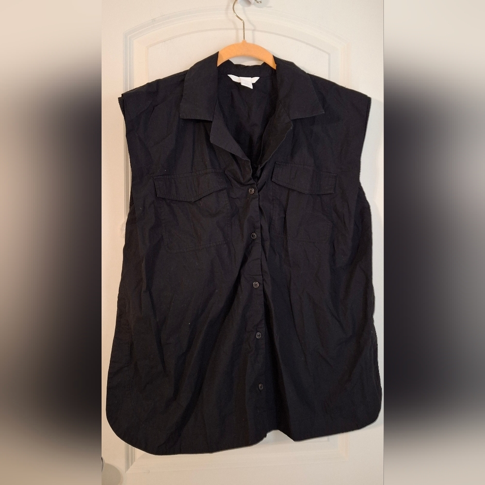 H&M sleeveless cotton womens shirt sz M boho western hippi Baggy bussines travel